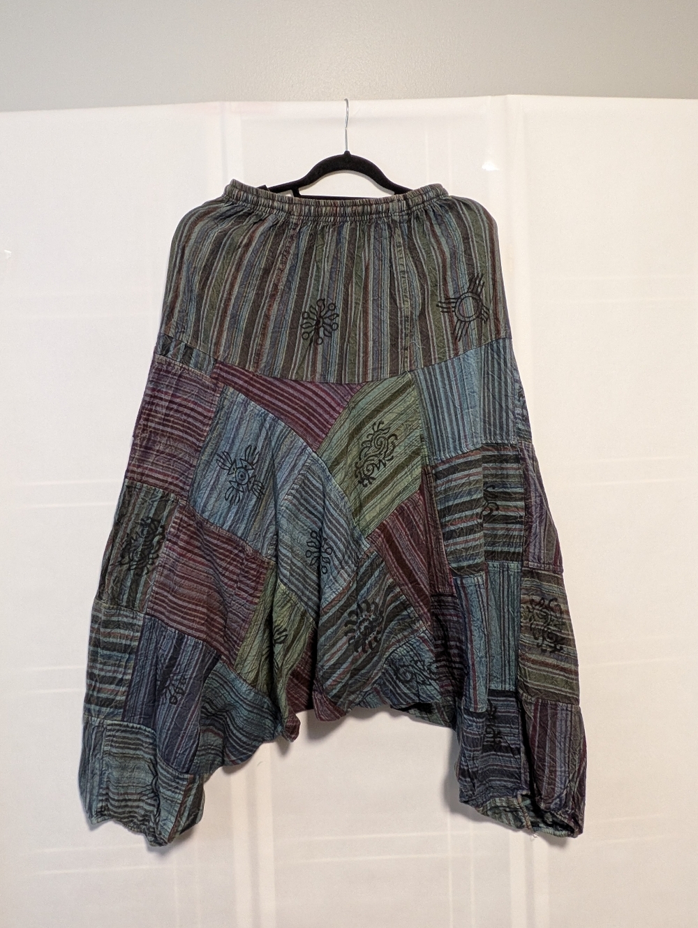Unisex Multi stripe Harem Style trouser Sunrise Fade blue/Grey one size fit all